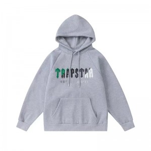 Grey Men's Trapstar It’s A Secret Green-Gray Logo Hoodies UK | 47123-NFDW