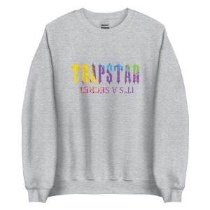 Grey Men's Trapstar It’s A Secret Paint Pattern Sweatshirts UK | 65749-HVOW