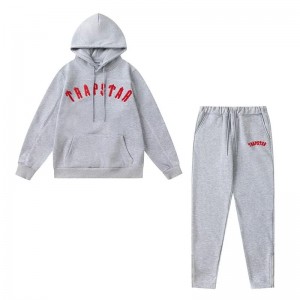 Grey Men's Trapstar Red Logo Tracksuits UK | 07284-HBAX