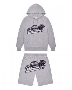 Grey Men's Trapstar Shooters Hoodie Short Set UK | 91532-GNKP