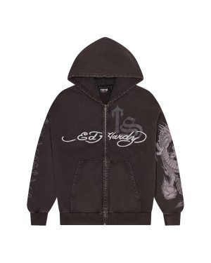 Grey Men's Trapstar x Ed Hardy Script Hoodies UK | 16385-GOTE