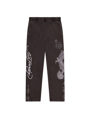 Grey Men's Trapstar x Ed Hardy Script Joggers UK | 76203-KGRQ