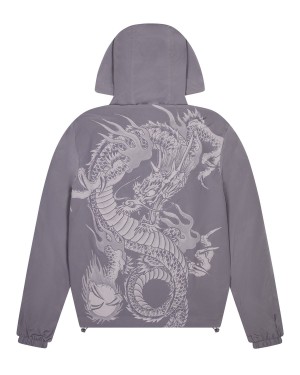 Grey Men's Trapstar x Ed Hardy Windbreaker UK | 42976-ICQP