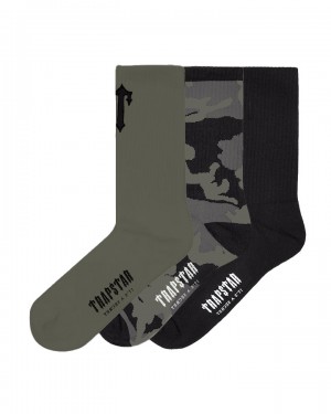 Khaki Men's Trapstar 3 Pack Irongate T Socks UK | 63201-ZJPF