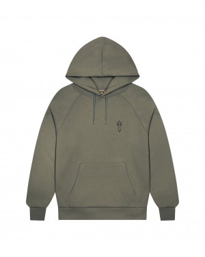 Khaki Men's Trapstar Foundation Hoodies UK | 96205-YKQW