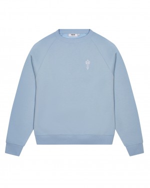 Light Blue Men's Trapstar Foundation Crew Sweatshirts UK | 60235-USRJ