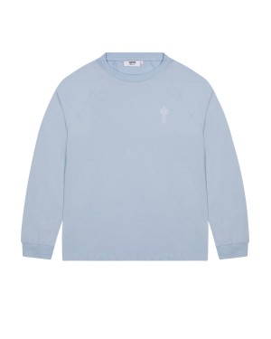 Light Blue Men's Trapstar Foundation LS T-shirts UK | 16032-ZMSA