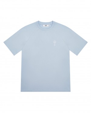 Light Blue Men's Trapstar Foundation T-shirts UK | 78601-YPTU