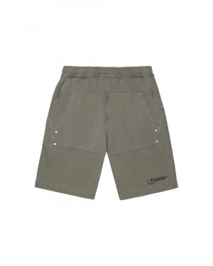 Olive Men's Trapstar Hyperdrive Reinforced Rivet Shorts UK | 19470-MDEG