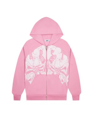 Pink Men's Trapstar x Ed Hardy Irongate Zip Through Hoodies UK | 38902-EFMV