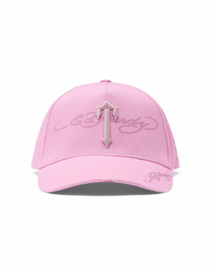 Pink Men's Trapstar x Ed Hardy Irongate T Caps UK | 93214-UGWV