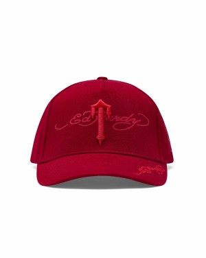 Red Men's Trapstar x Ed Hardy Irongate T Caps UK | 56027-QCDF