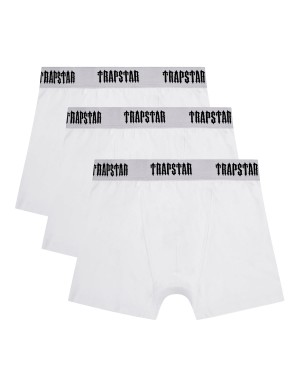 White Men's Trapstar 3 Pack Boxer UK | 87394-CVBU