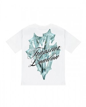 White Men's Trapstar Diamond In The Rough 2.0 T-shirts UK | 37294-IKYF