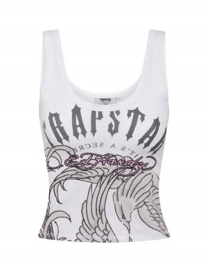 White Women's Trapstar x Ed Hardy Vests UK | 75928-ERJB