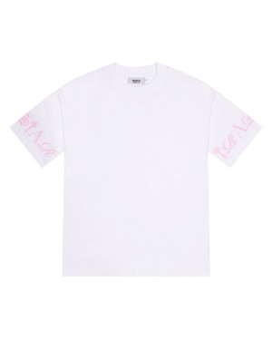 White / Pink Men's Trapstar Script T-shirts UK | 35071-PTOZ