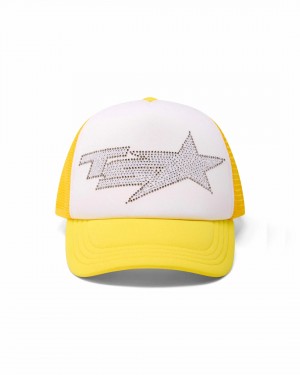 Yellow Women's Trapstar TS Star Diamante Trucker Caps UK | 83752-QWTC