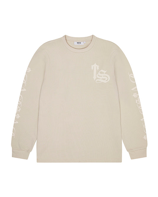 Beige Men\'s Trapstar Waffle LS Top Sweatshirts UK | 40318-UHCK