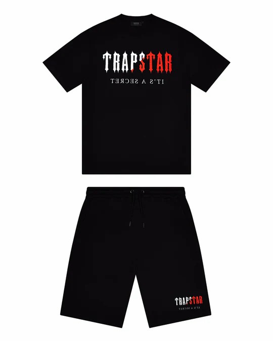 Black Men\'s Trapstar Chenille Decoded Short Set UK | 96021-EGQL