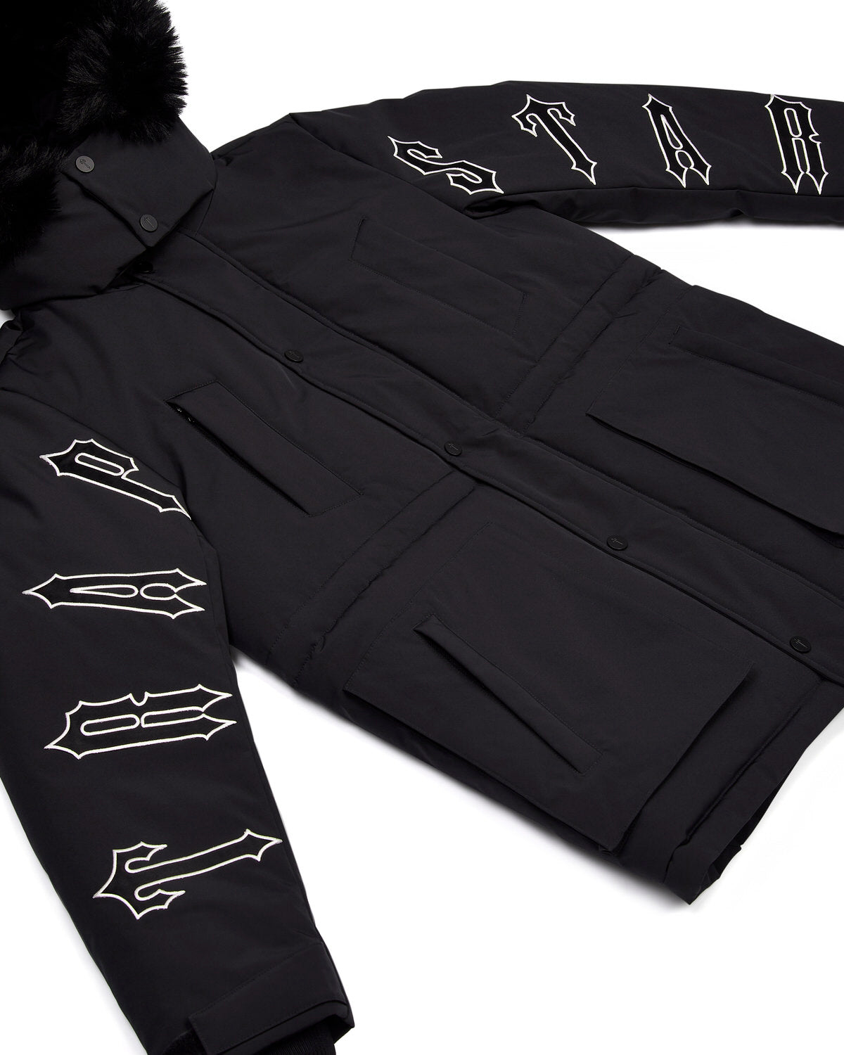 Black Men's Trapstar Hooded Irongate Coats UK | 70435-BYZP