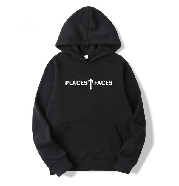 Black Men\'s Trapstar Places T-Faces Hoodies UK | 96845-JLED