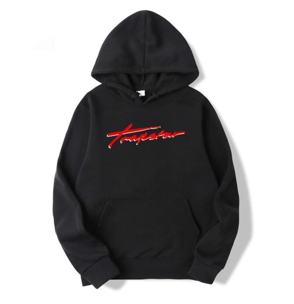 Black Men\'s Trapstar Red Logo Hoodies UK | 14970-WZFU