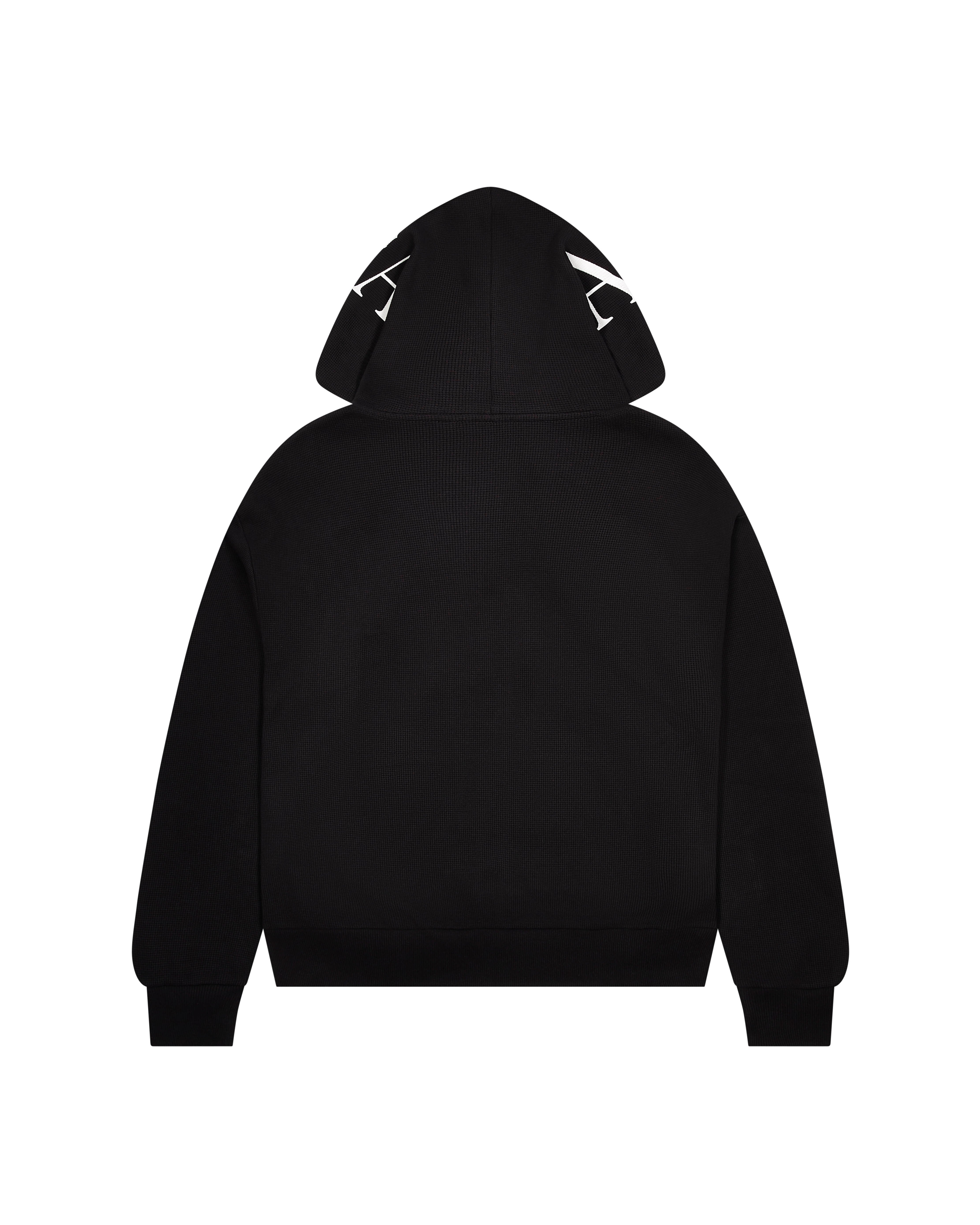 Black Men's Trapstar Script Waffle Hoodies UK | 85340-QIRG