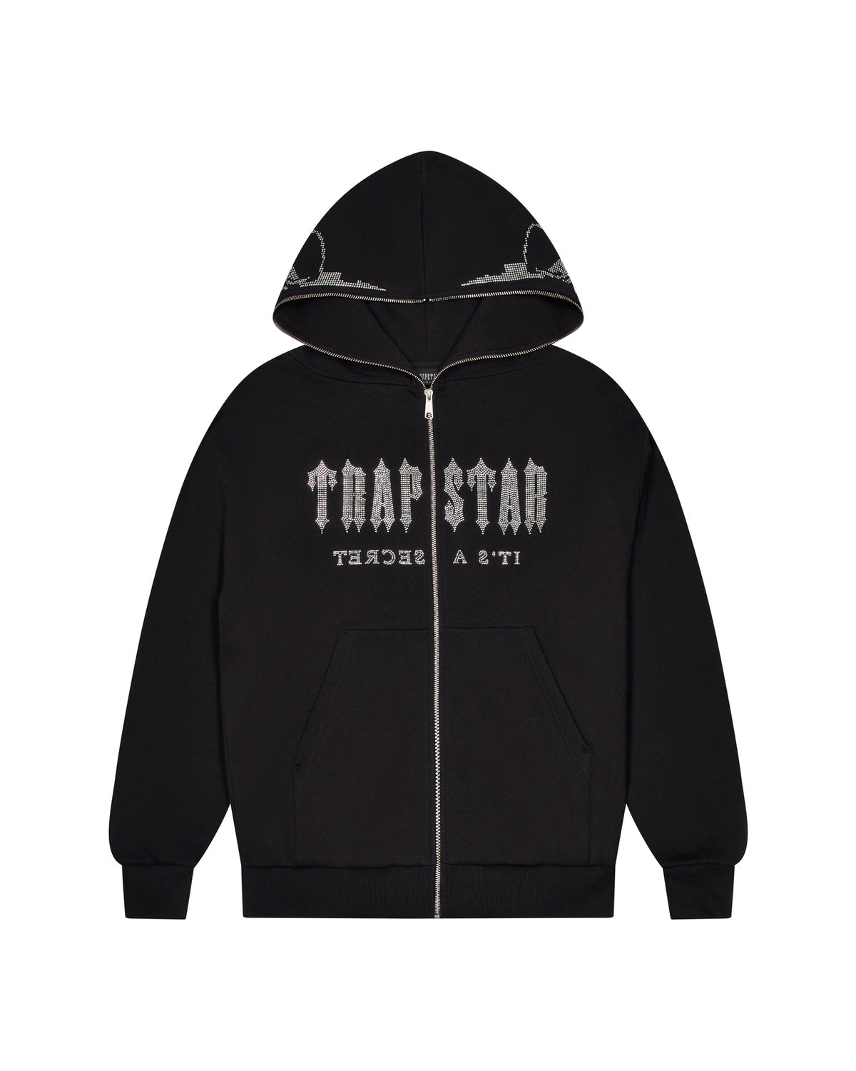 Black Men\'s Trapstar Skull Decoded Diamante Hoodies UK | 14673-SFKW