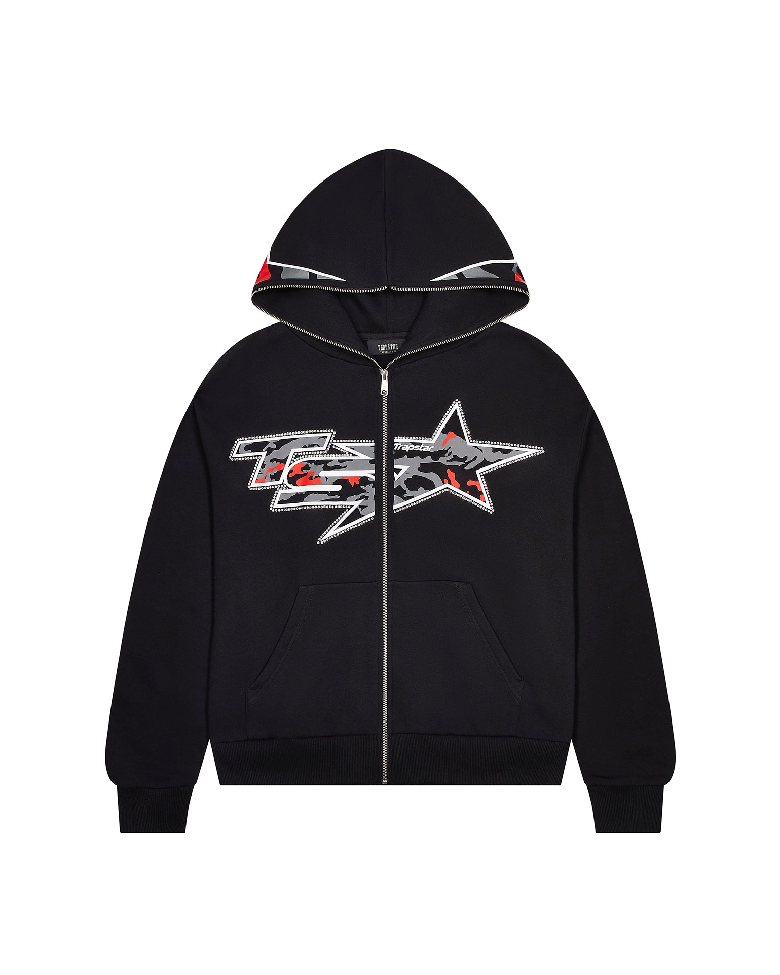 Black Men\'s Trapstar TS Star Camo Hoodies UK | 62791-NSPY