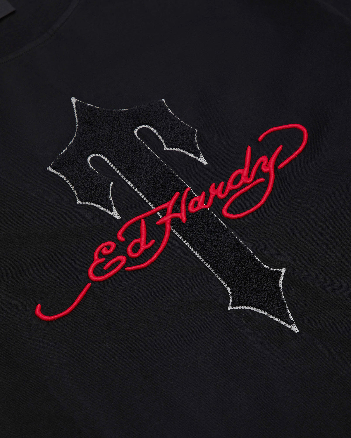 Black Men's Trapstar X Ed Hardy Ironagte T-shirts UK | 81397-ZLPF