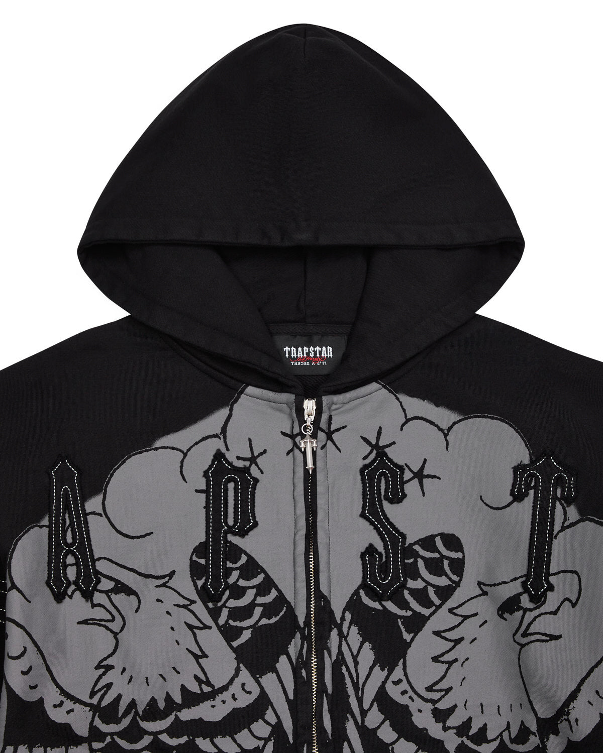 Black Men's Trapstar x Ed Hardy Irongate Zip Through Hoodies UK | 28594-EFTP