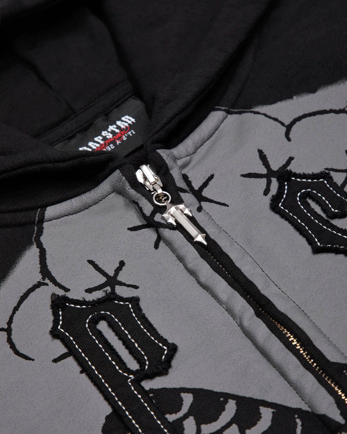 Black Men's Trapstar x Ed Hardy Irongate Zip Through Hoodies UK | 28594-EFTP