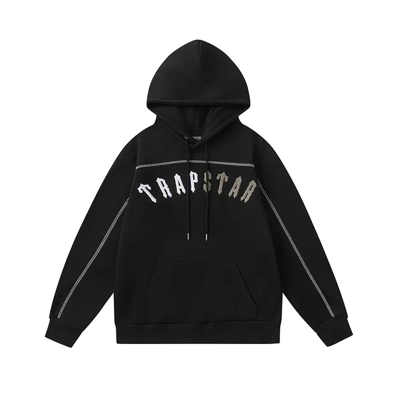 Black Men\'s Trapstar White-Gray Logo Hoodies UK | 50437-AXYH