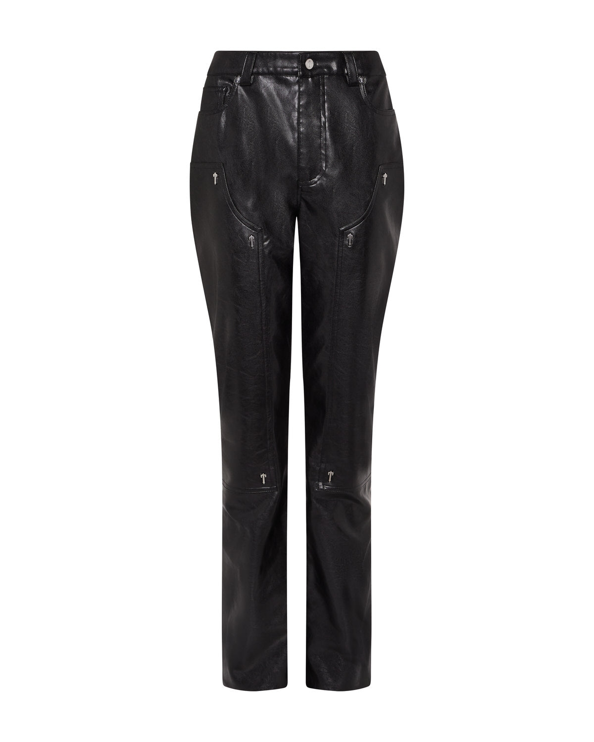 Black Women\'s Trapstar Irongate T Stud Vegan Leather Trousers UK | 96312-POKS