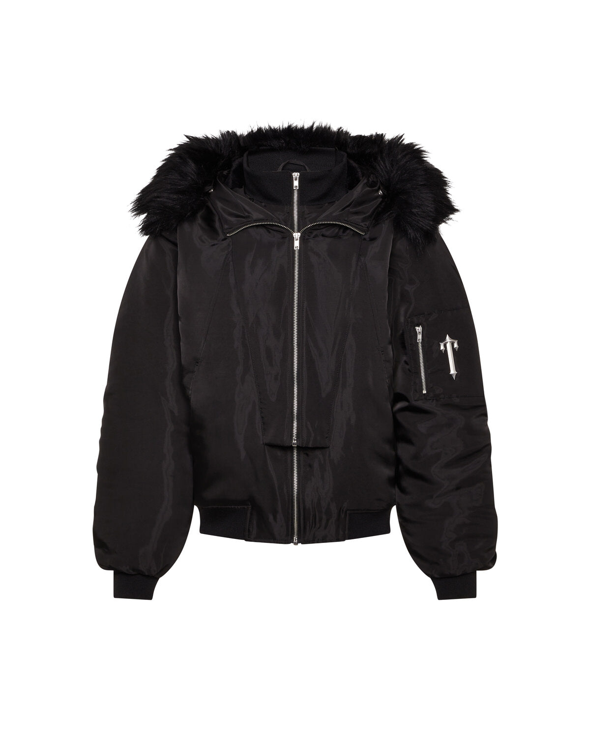 Black Women\'s Trapstar Script Fur Hood Bomber Jackets UK | 87936-DMLN