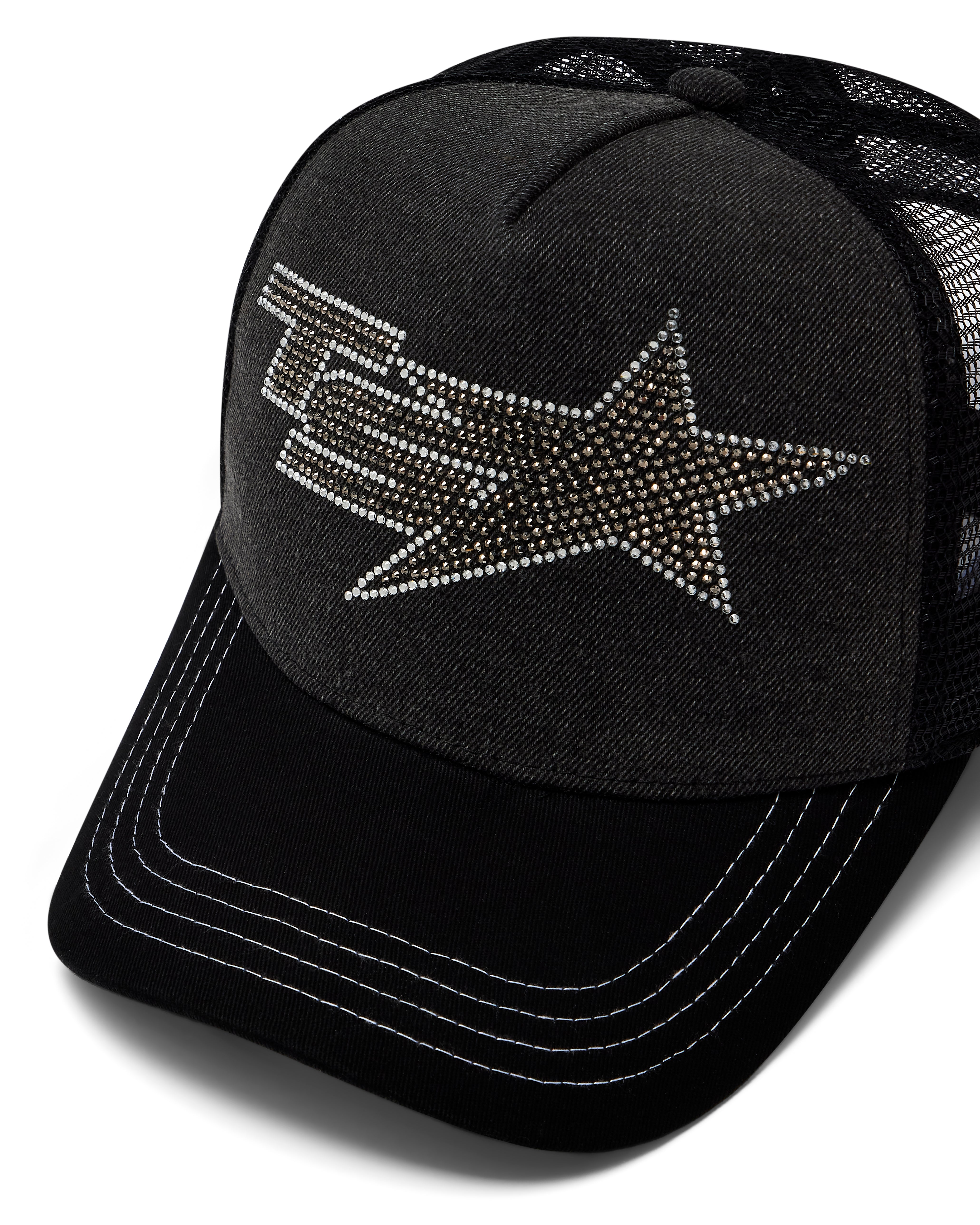 Black Women's Trapstar TS Star Diamante Trucker Caps UK | 61972-KRYG