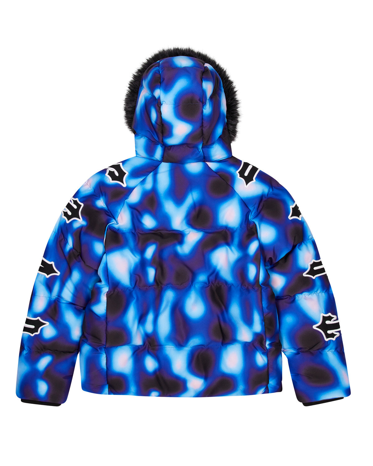 Black / Blue Men's Trapstar Hooded Irongate Sleeve Puffer Jackets UK | 15749-TISJ