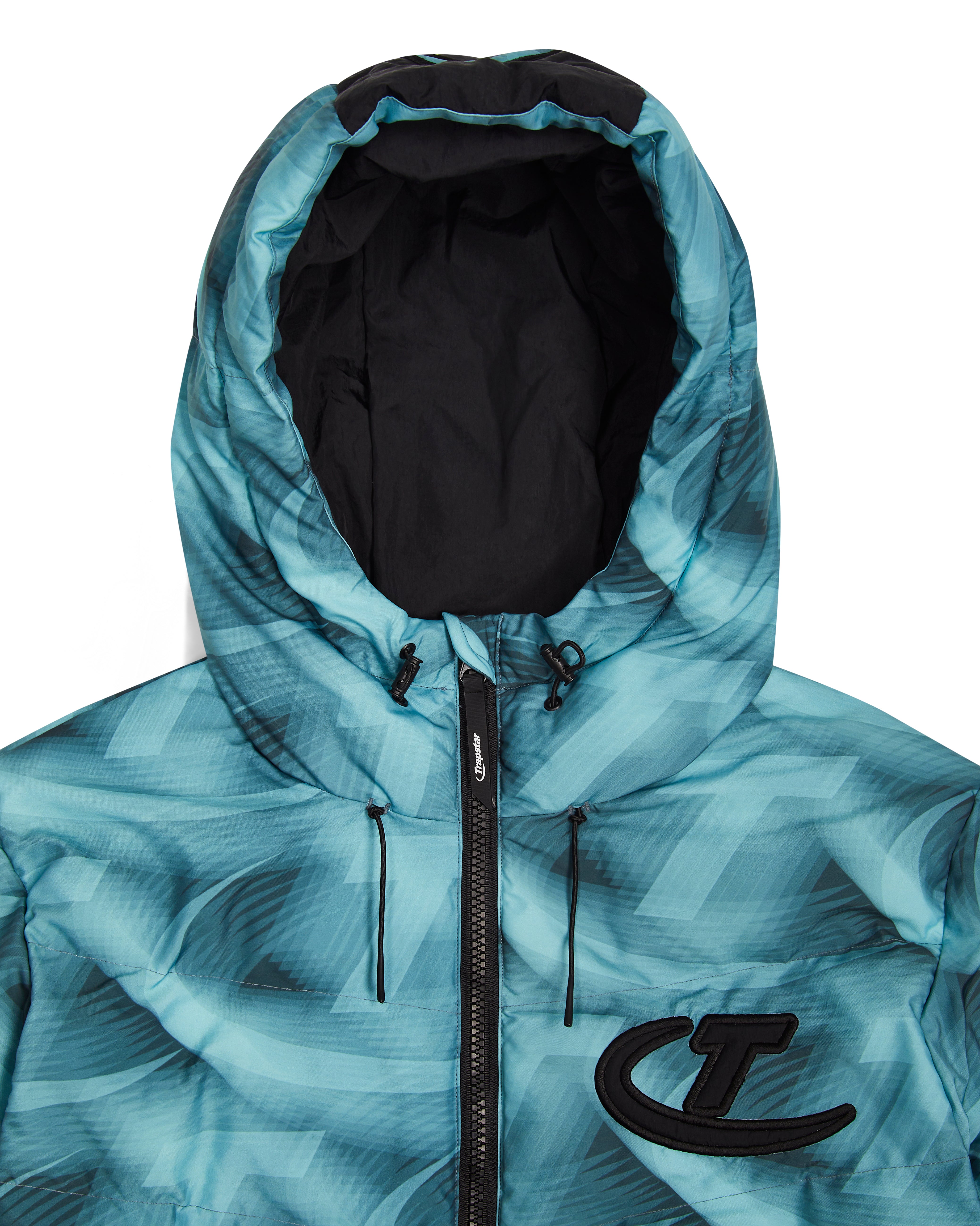 Black / Blue Men's Trapstar Hyperdrive Hooded Puffer Jackets UK | 30219-OCAD