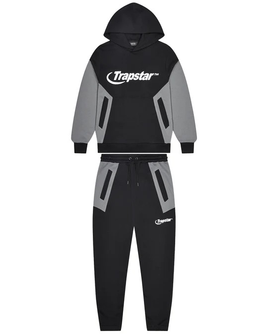 Black / Grey Men\'s Trapstar Chenille Hyperdrive Panel Tracksuits UK | 37209-ZGKW