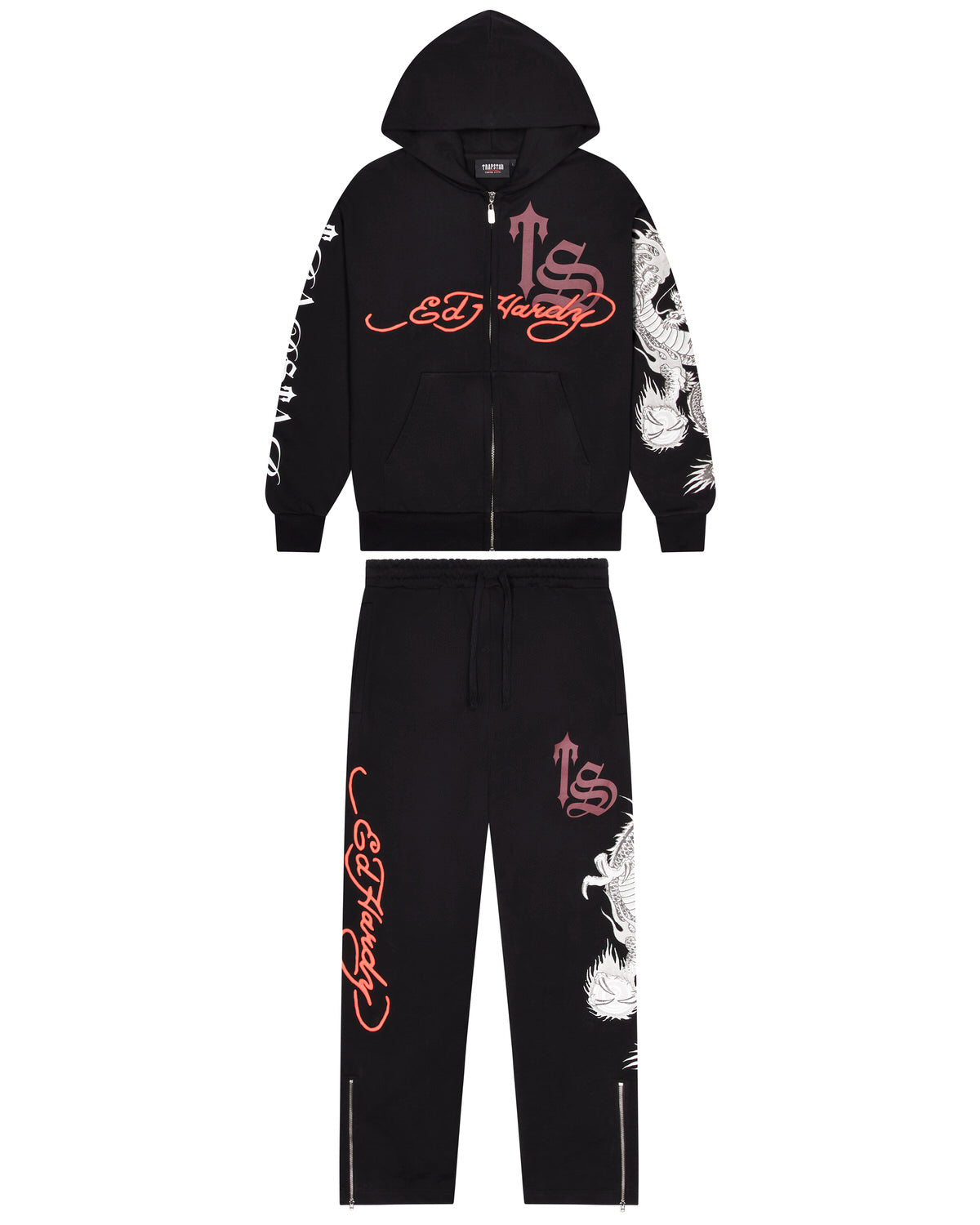 Black / Red Men's Trapstar x Ed Hardy Script Joggers UK | 16395-RKIP