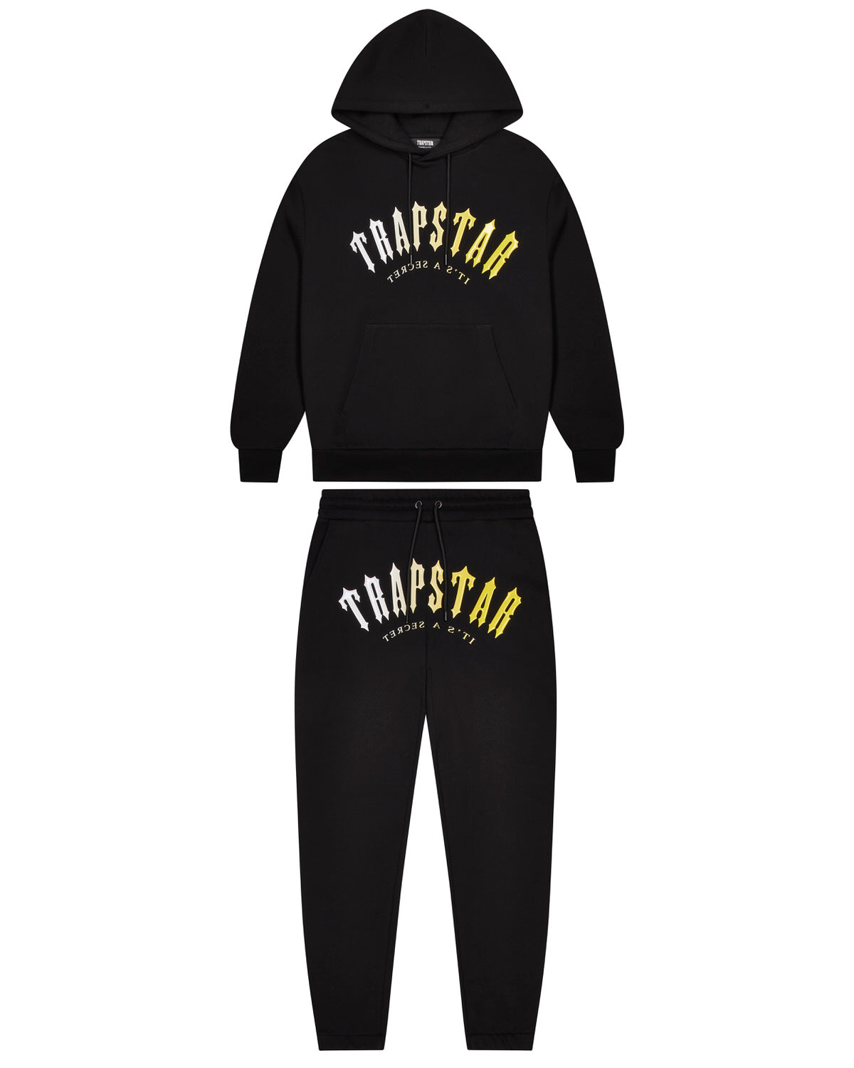 Black / Yellow Men\'s Trapstar Decoded Hooded Gel Tracksuits UK | 84907-PTGM