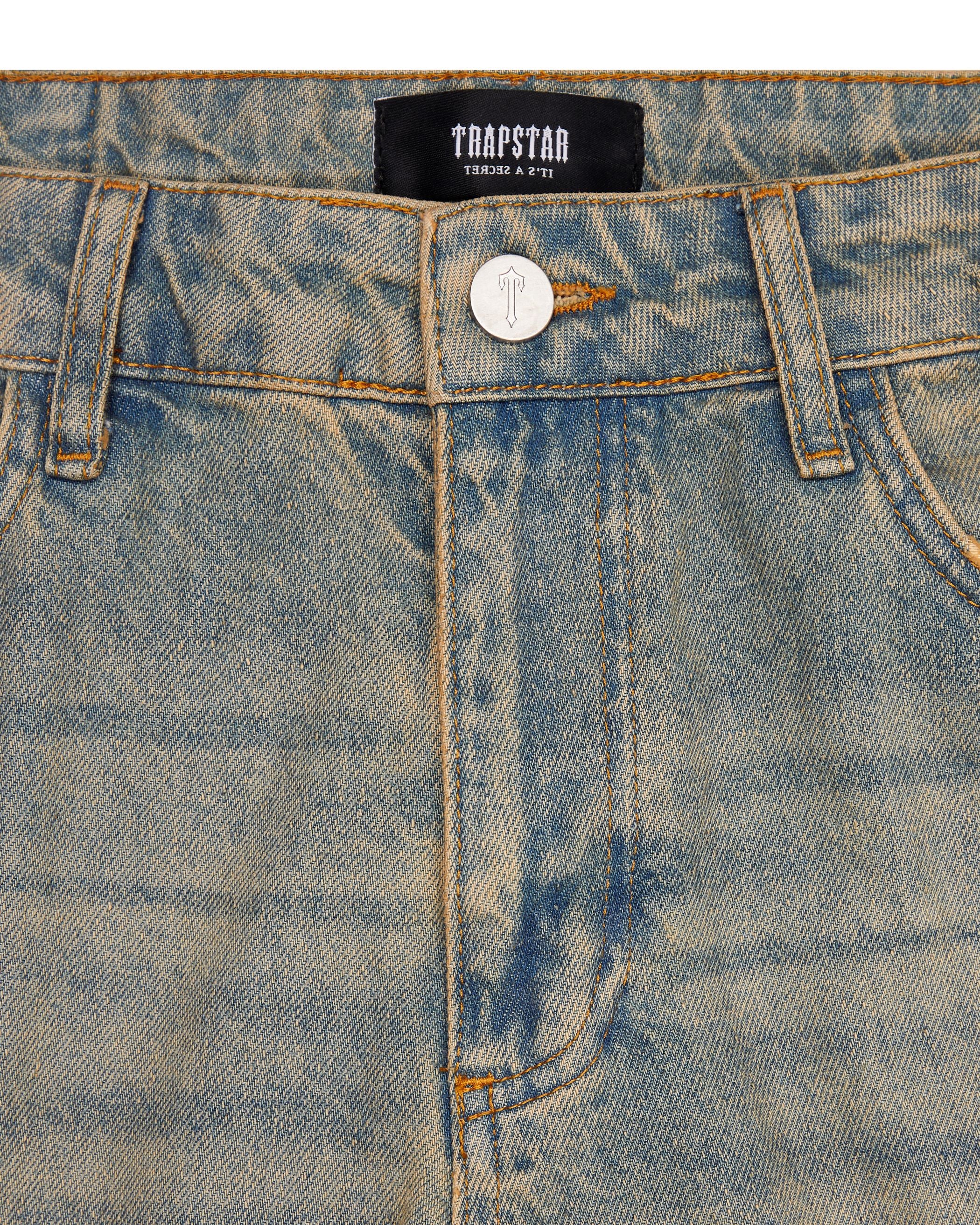 Blue Men's Trapstar Irongate Panel Denim Jeans UK | 39428-WCRT