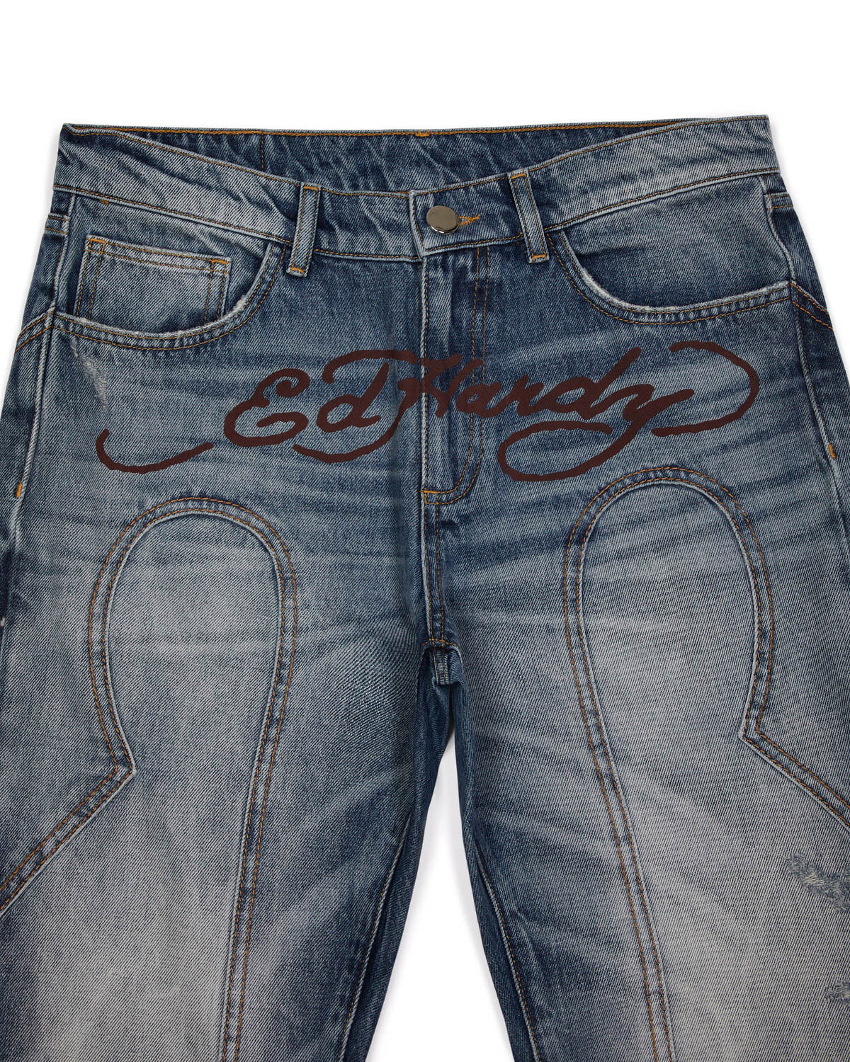 Blue Men's Trapstar x Ed Hardy Denim Jeans UK | 94852-CFMO