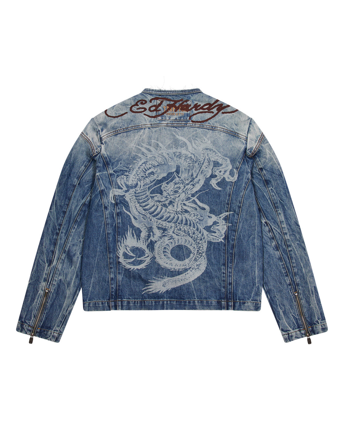 Blue Men\'s Trapstar x Ed Hardy Denim Jackets UK | 05237-ZELF