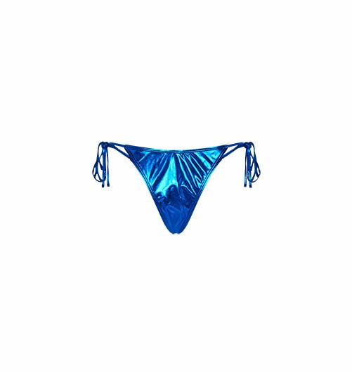 Blue Women's Trapstar Hyperdrive Metallic Tie Side Bikini Bottoms UK | 54176-NOHP