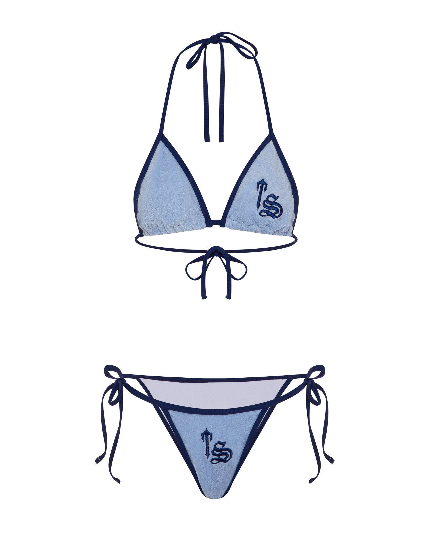 Blue Women's Trapstar Terry Script Bikini Top UK | 83912-ZUNE