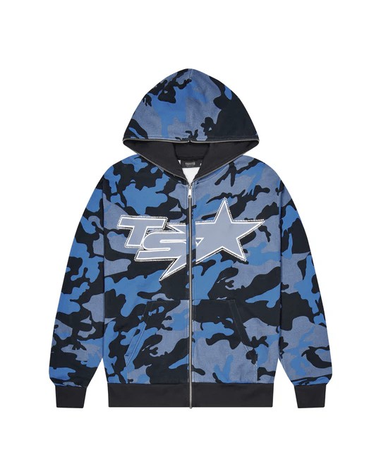 Camo / Blue Men\'s Trapstar Ta Star Hoodies UK | 62103-GHNE