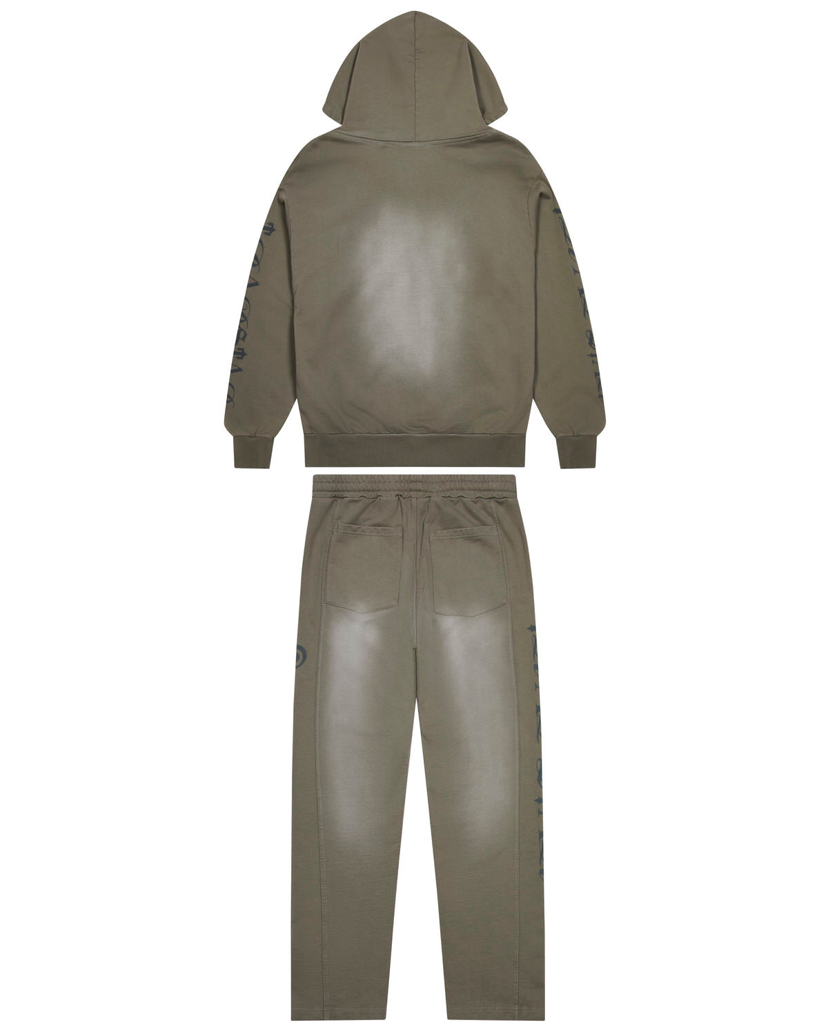 Dark Khaki Men's Trapstar Script Spray Tracksuits UK | 59621-SUQB