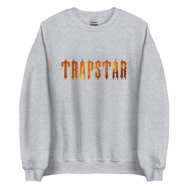 Grey Men\'s Trapstar Fire Logo Sweatshirts UK | 92840-RISP