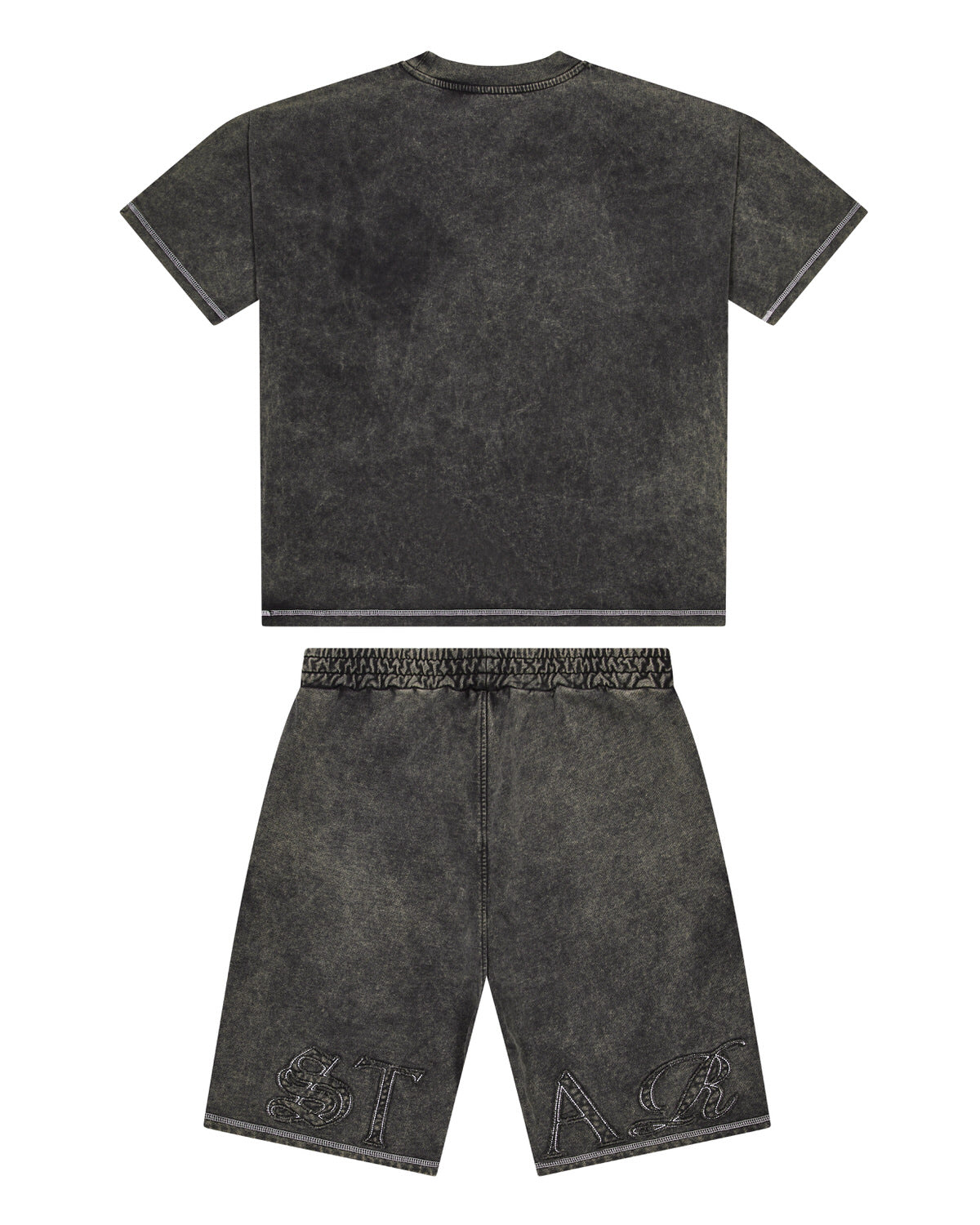 Grey Men's Trapstar Patchwork Script Short Set UK | 06427-BNPY